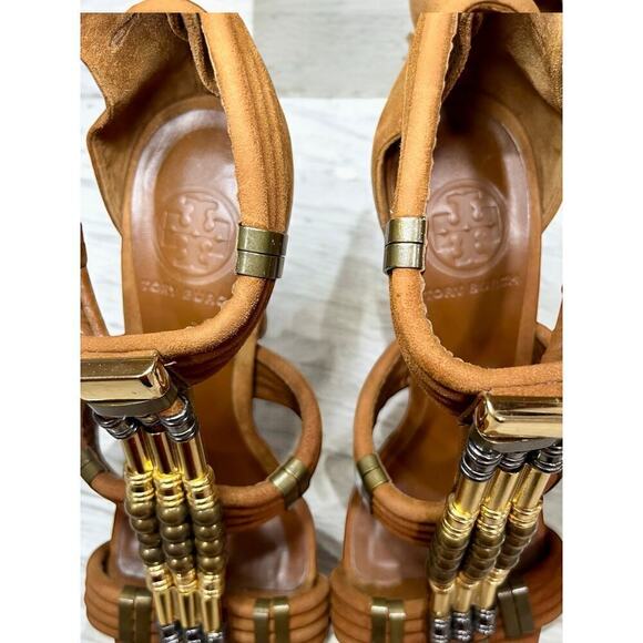 Tory Burch Carla Beaded Metallic Suede Pump Shoe Size 7.5M - Picture 7 of 8